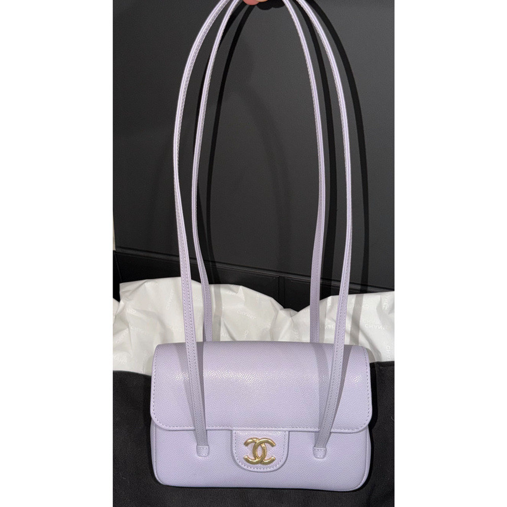 Chanel 26S Preppy Coco Mini Purple Caviar Leather Gold CC Logo Shoulder Bag - Picture 6 of 16